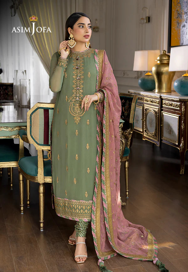 3-PC Chiffon Suit With Jamawar Trouser FC-60