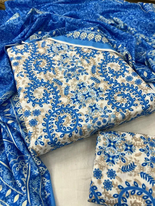 DIGITAL PRINTED SWISS 3 PCS UNSTITCHED SUITS FOR WOMEN