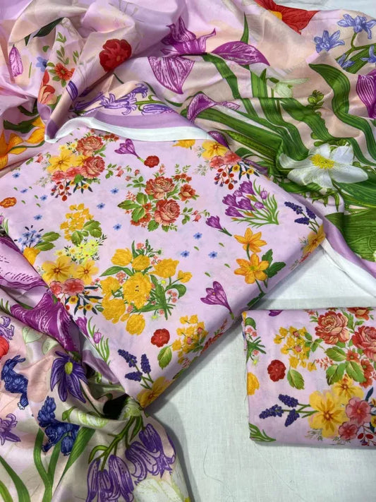 DIGITAL PRINTED SWISS 3 PCS UNSTITCHED SUITS FOR WOMEN