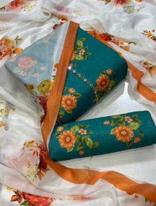3 Pcs Swiss Lawn Unstitched Printed Suit