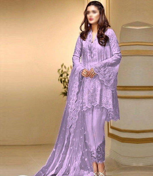 Fazr collection presenting 3 pc net suit with embroidered dupatta FC-54