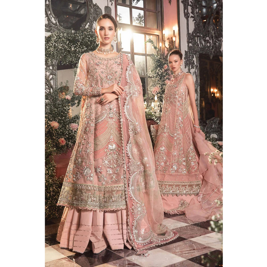 Fazr collection presesnting 3 pc chiffon suit with silk trouser FC-46