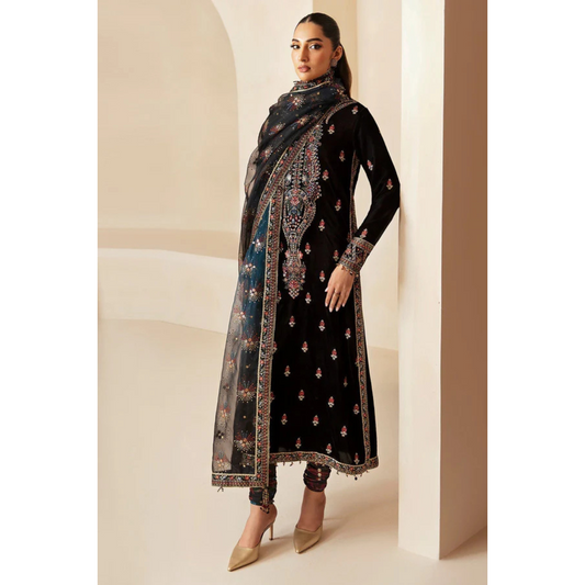 3-PC Suit On velvet fabric with organza Dupatta FC-50