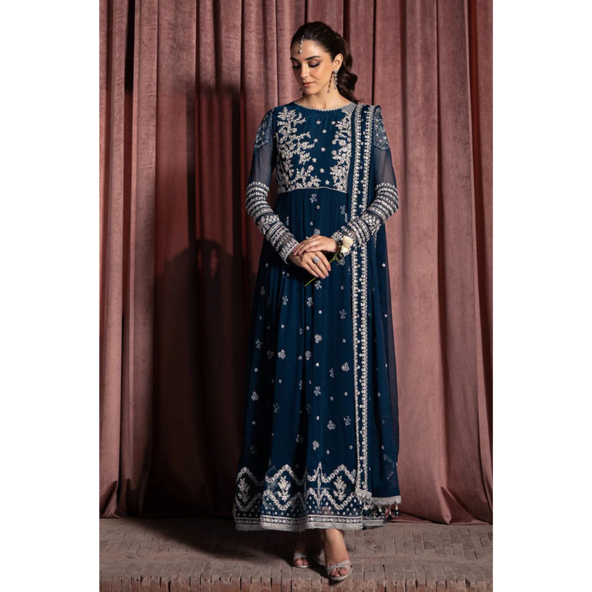 3-PC Chiffon Suit with Silk trouser FC-32