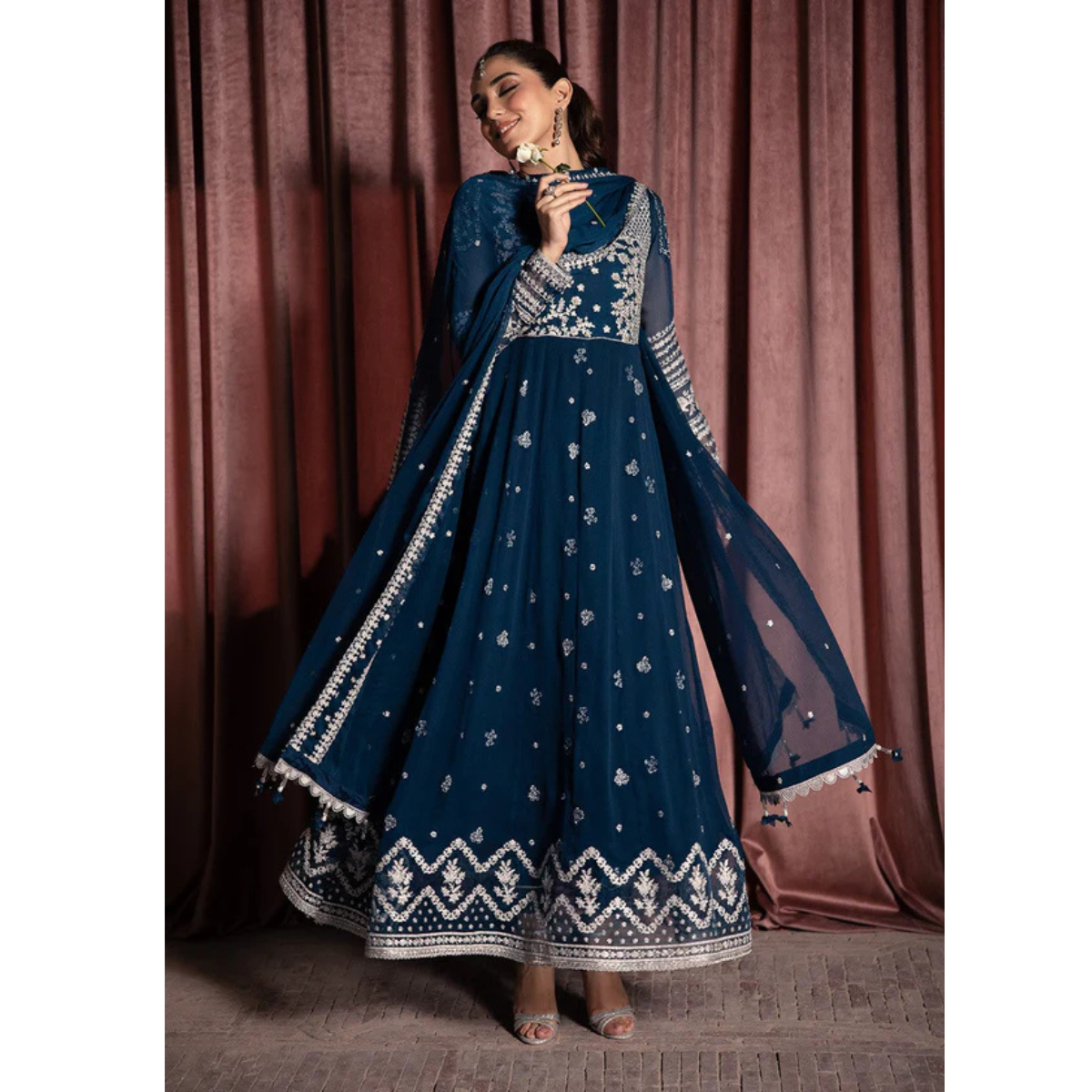 3-PC Chiffon Suit with Silk trouser FC-32