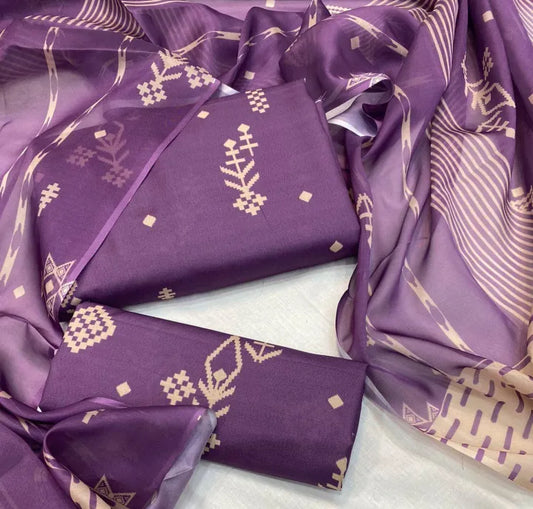 DIGITAL PRINTED SWISS 3 PCS UNSTITCHED SUITS FOR WOMEN