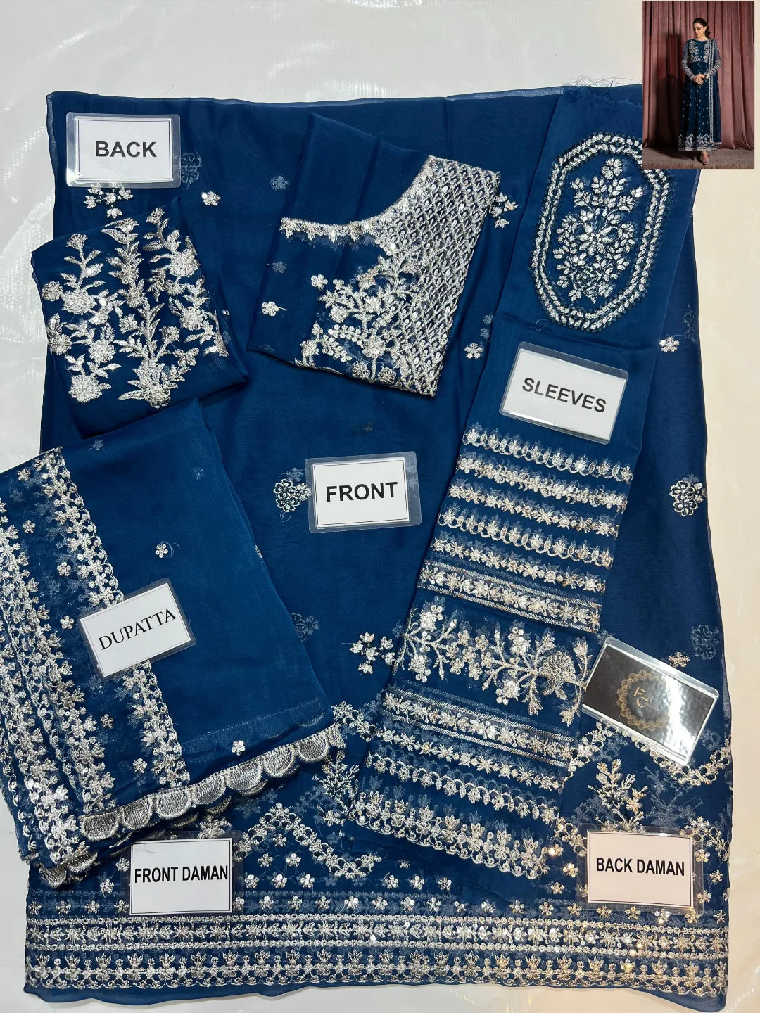 3-PC Chiffon Suit with Silk trouser FC-32