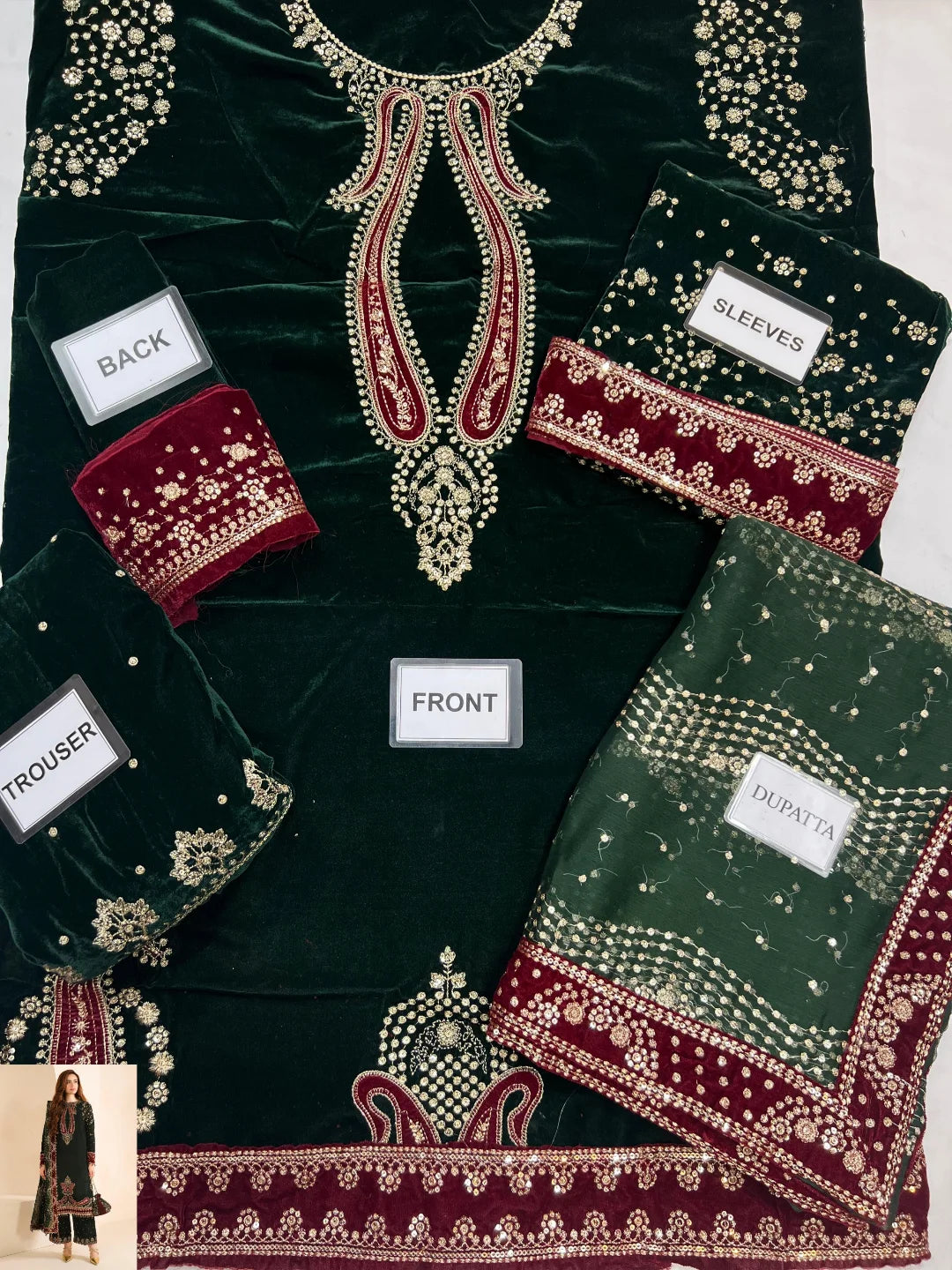 3-PC Suit On Velvet With Maysoori Dupatta FC-49
