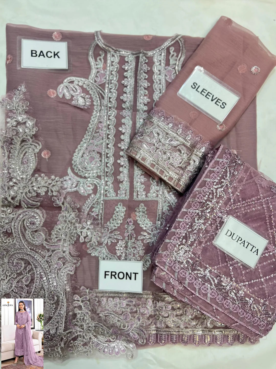 3-PC Chiffon Suit With Malai Trouser FC-53