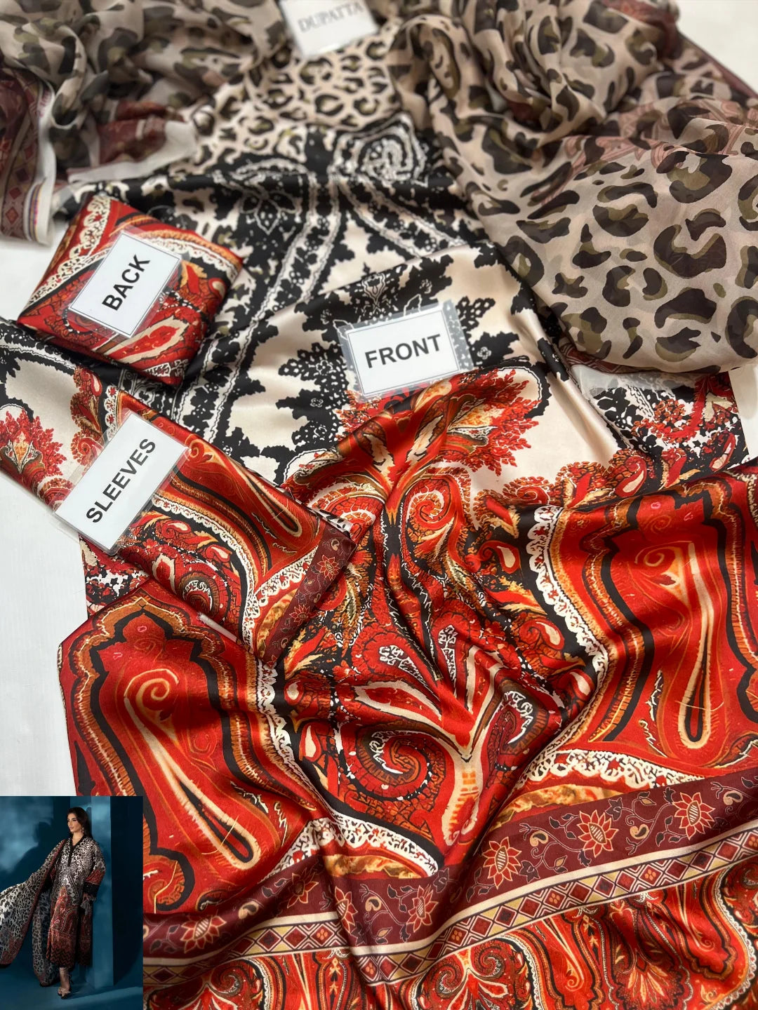 3-pc cotton suit with silk digital print dupatta FC-58