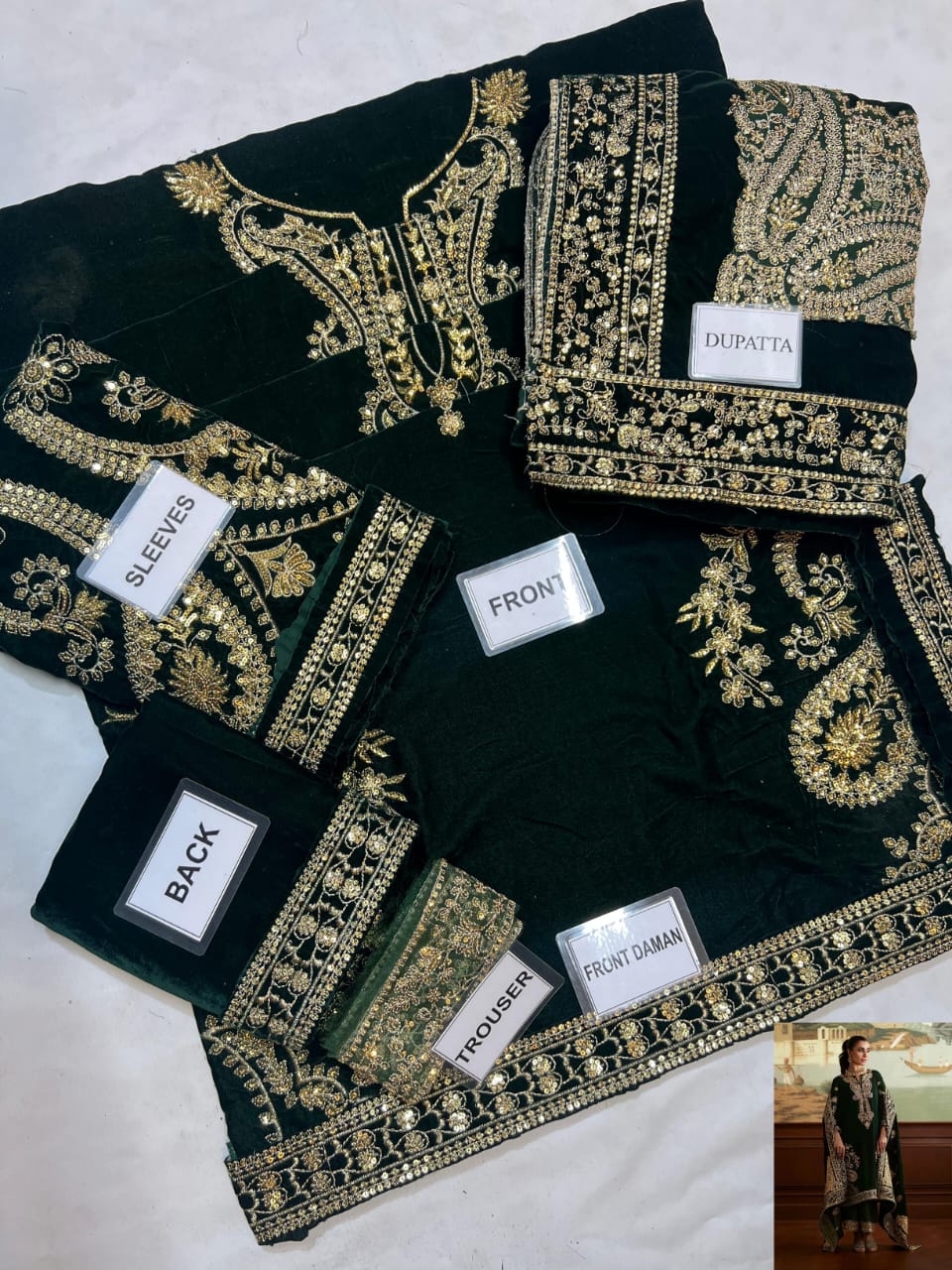 3-PC Suit Velvet with velvet dupatta FC-64