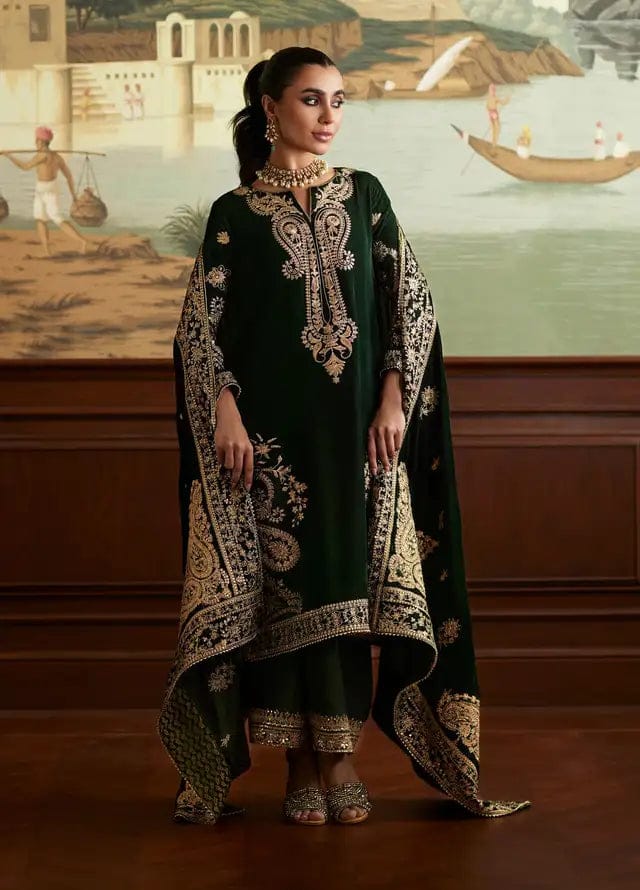 3-PC Suit Velvet with velvet dupatta FC-64