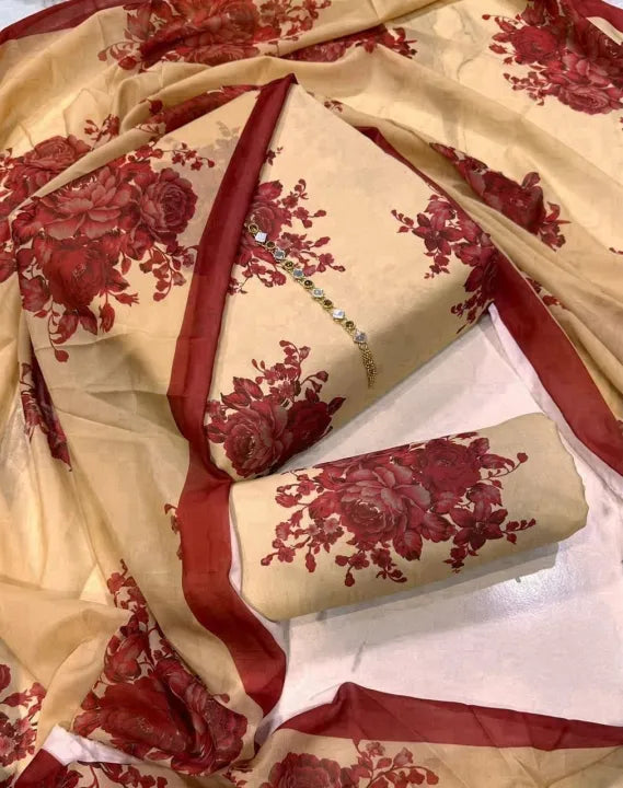 DIGITAL PRINTED SWISS 3 PCS UNSTITCHED SUITS FOR WOMEN