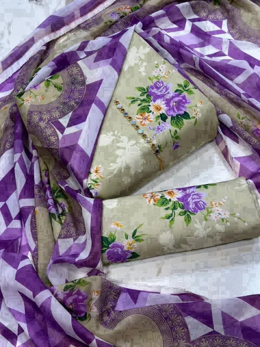 DIGITAL PRINTED SWISS 3 PCS UNSTITCHED SUITS FOR WOMEN