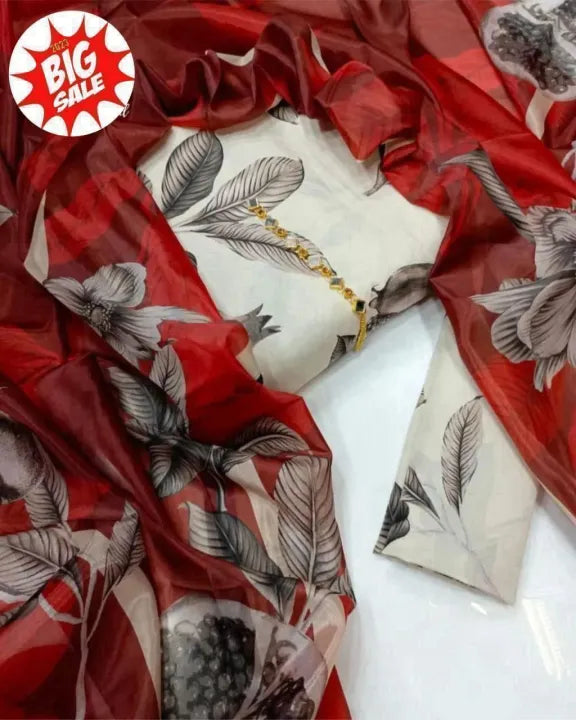 DIGITAL PRINTED SWISS 3 PCS UNSTITCHED SUITS FOR WOMEN
