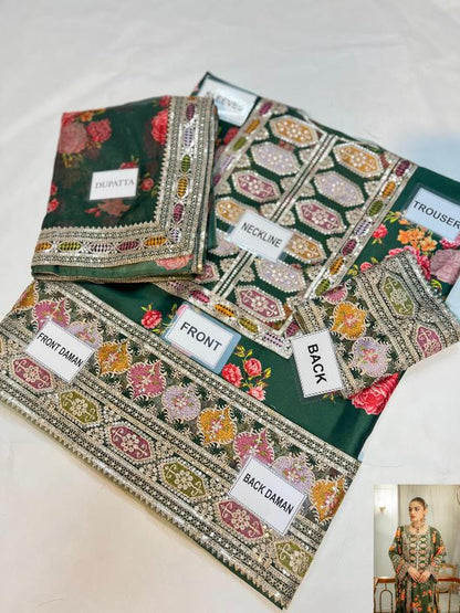 3-PC Digital Print Silk Suit With Silk Digital Print Dupatta FC-30