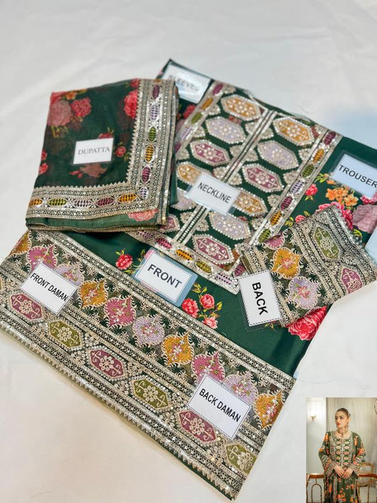 3-PC Digital Print Silk Suit With Silk Digital Print Dupatta FC-30