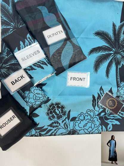 3-PC Digital Print Silk Suit With Silk Digital Print Dupatta FC-35