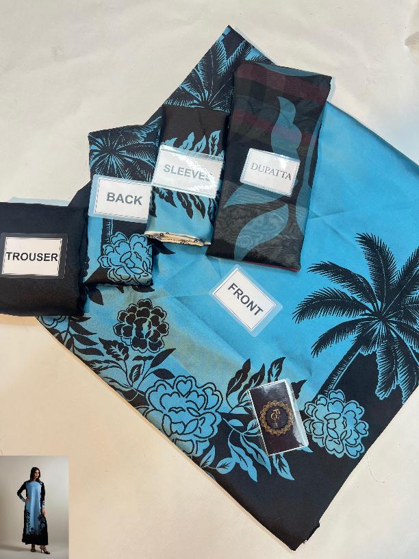 3-PC Digital Print Silk Suit With Silk Digital Print Dupatta FC-35