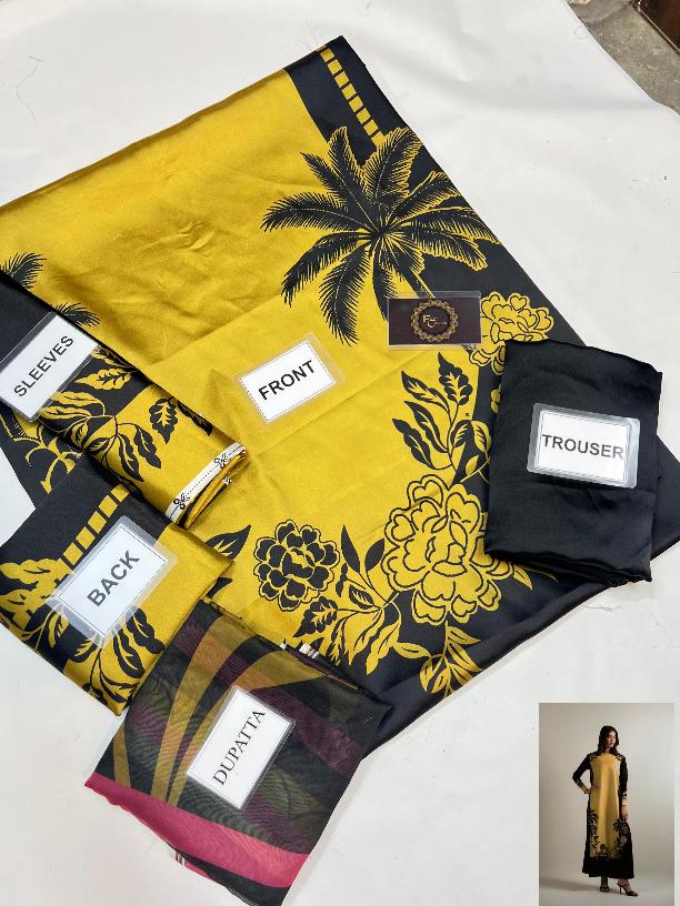 3-PC Digital Print Silk Suit With Silk Digital Print Dupatta FC-36