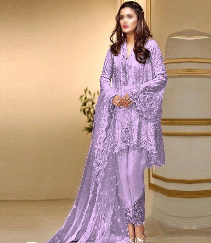 Fazr collection presenting 3 pc net suit with embroidered dupatta FC-54