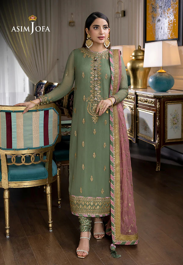 3-PC Chiffon Suit With Jamawar Trouser FC-60