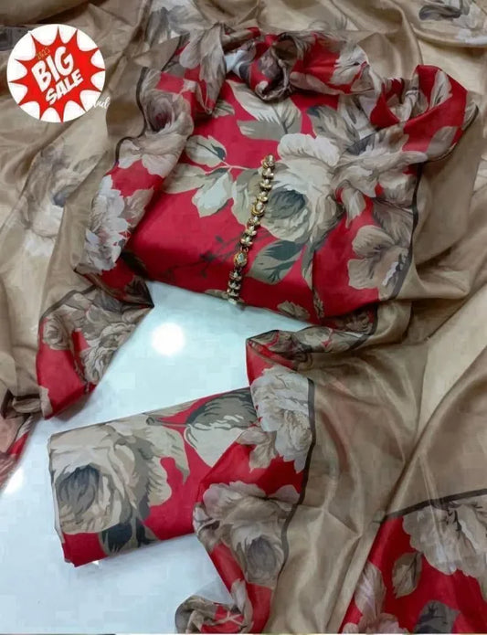 DIGITAL PRINTED SWISS 3 PCS UNSTITCHED SUITS FOR WOMEN
