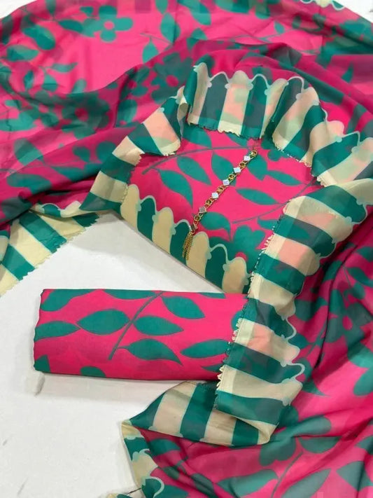 DIGITAL PRINTED SWISS 3 PCS UNSTITCHED SUITS FOR WOMEN