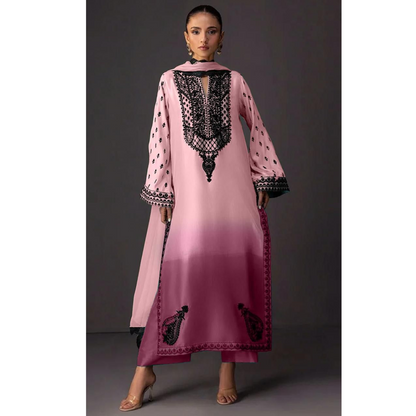 3-PC Digital Print Silk Suit With Silk Digital Print Dupatta FC-26