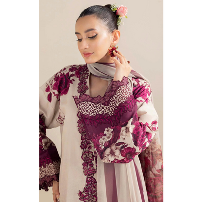 3-PC Digital Print Silk Suit With Silk Digital Print Dupatta FC-41