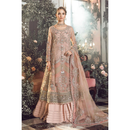 Fazr collection presesnting 3 pc chiffon suit with silk trouser FC-46
