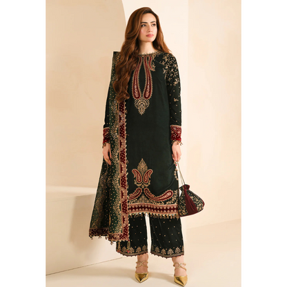 3-PC Suit On Velvet With Maysoori Dupatta FC-49