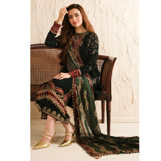 3-PC Suit On Velvet With Maysoori Dupatta FC-49