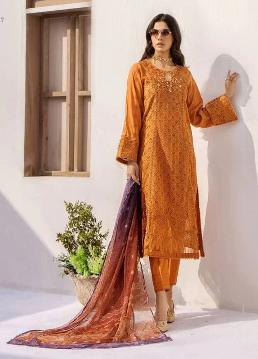 3-pc cotton suit with silk digital print dupatta FC-57