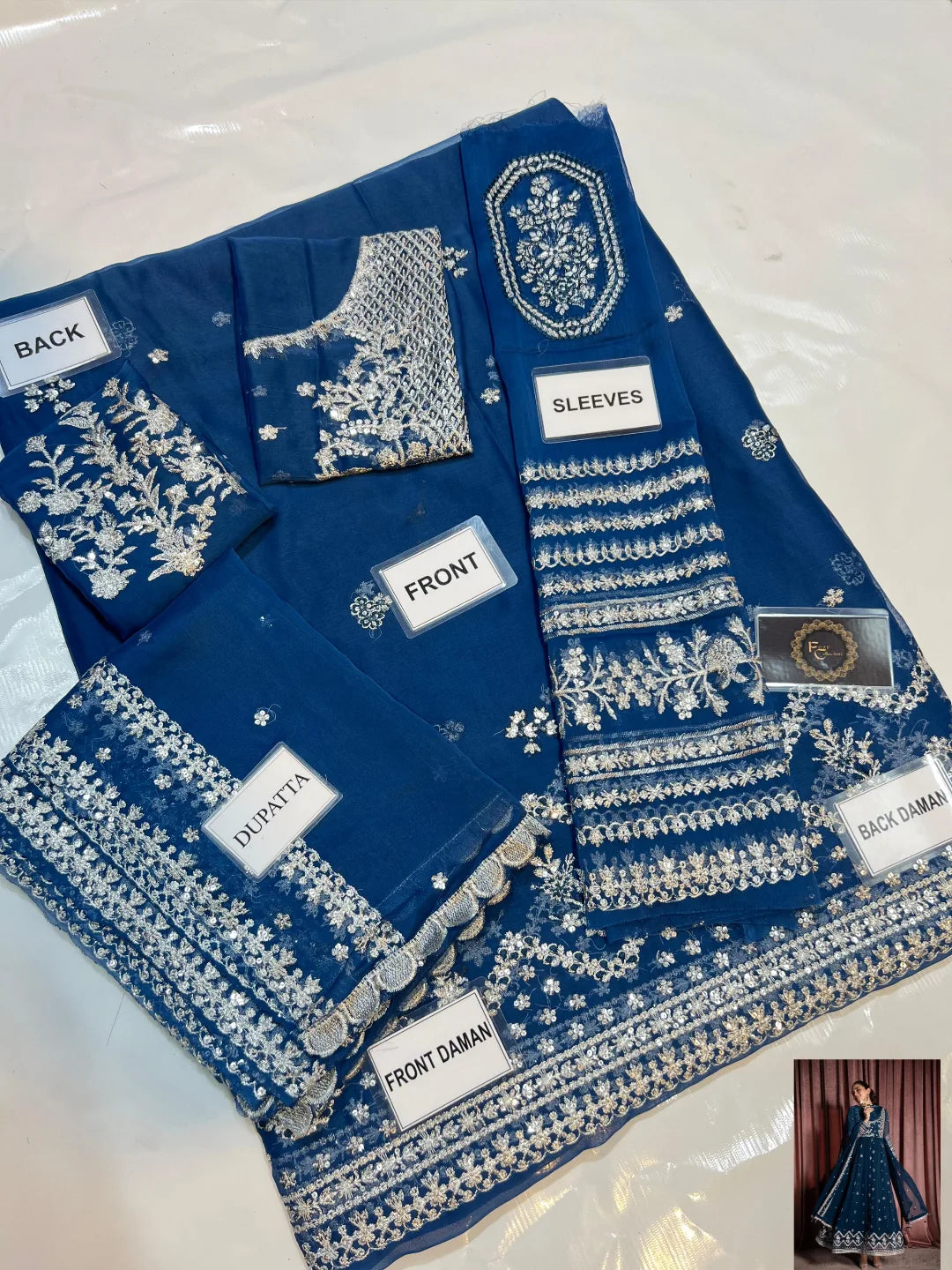 3-PC Chiffon Suit with Silk trouser FC-32