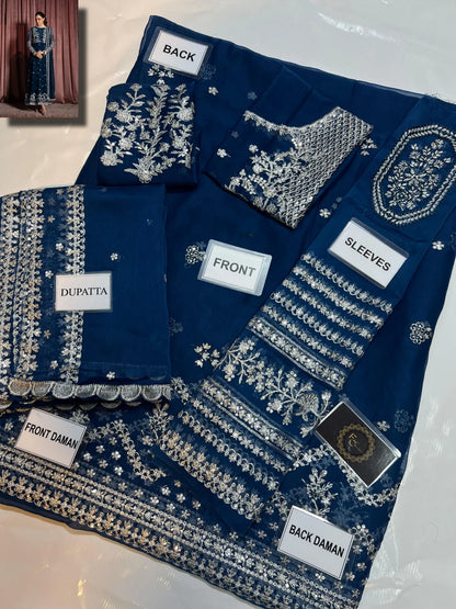 3-PC Chiffon Suit with Silk trouser FC-32