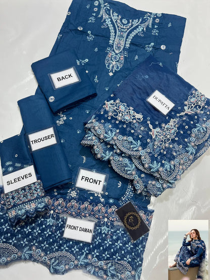 3-PC Cotton Suit with Silk trouser FC-33