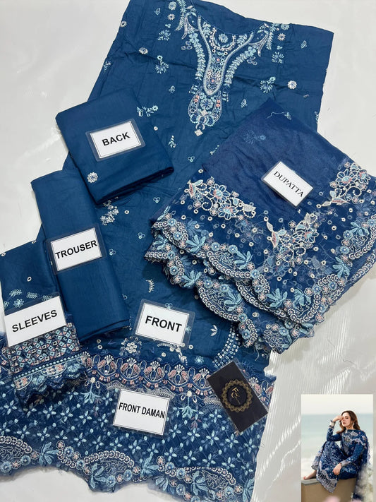 3-PC Cotton Suit with Silk trouser FC-33