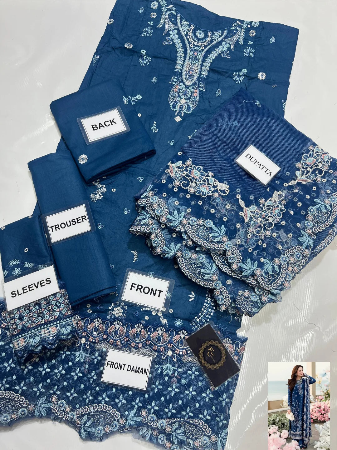 3-PC Cotton Suit with Silk trouser FC-33