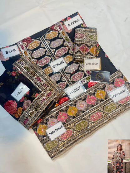 3-PC Digital Print Silk Suit With Silk Digital Print Dupatta FC-42