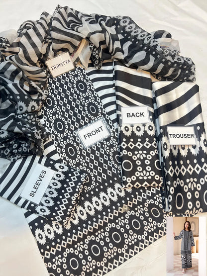 3-PC Digital Print Silk Suit With Silk Digital Print Dupatta FC-40