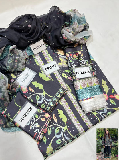 3-PC Digital Print Silk Suit With Silk Digital Print Dupatta FC-44