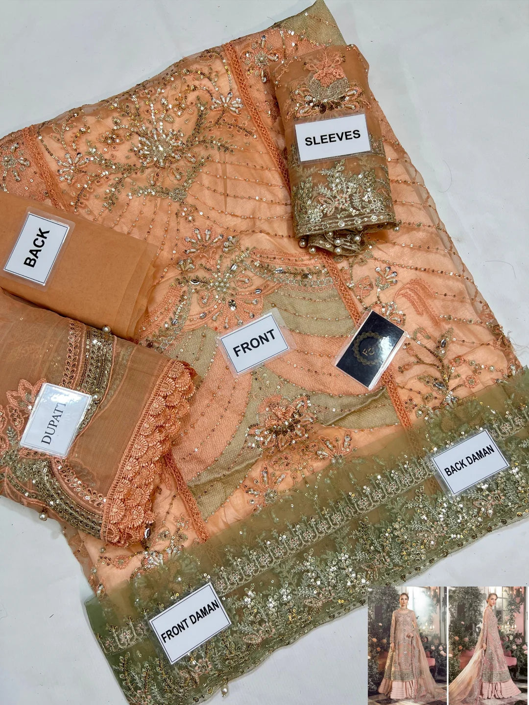 Fazr collection presesnting 3 pc chiffon suit with silk trouser FC-46