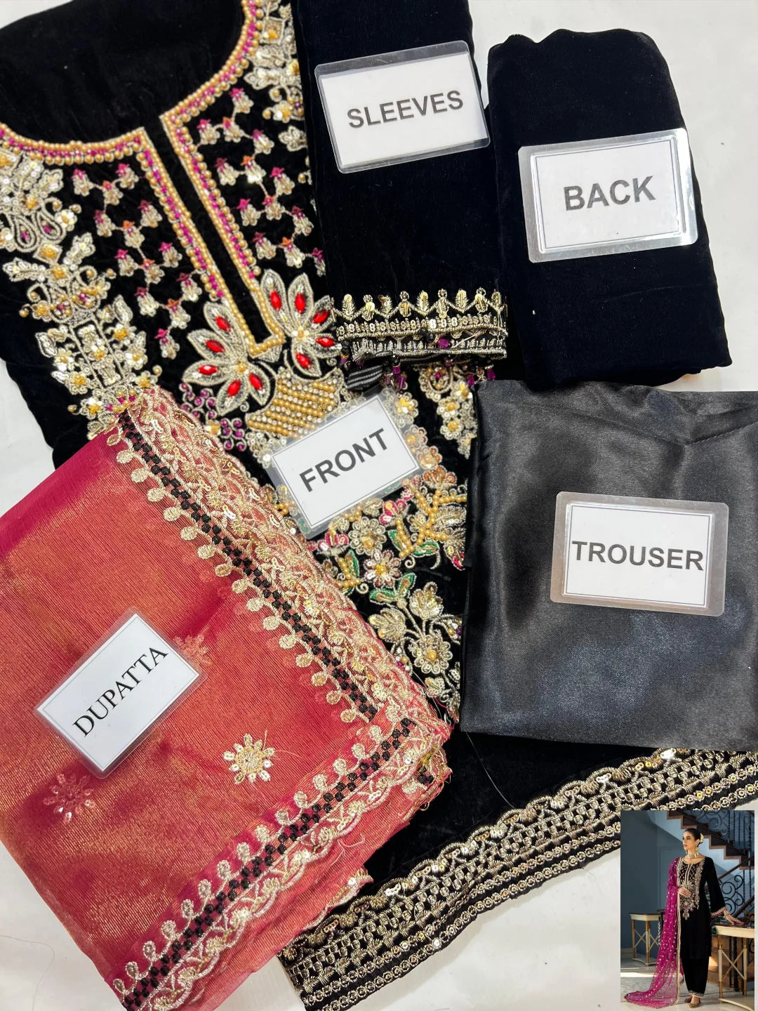 3-PC Suit On Velvet With Maysoori Dupatta FC-48