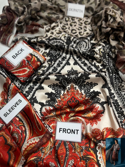 3-pc cotton suit with silk digital print dupatta FC-58
