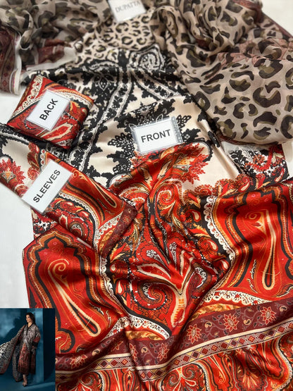 3-pc cotton suit with silk digital print dupatta FC-58