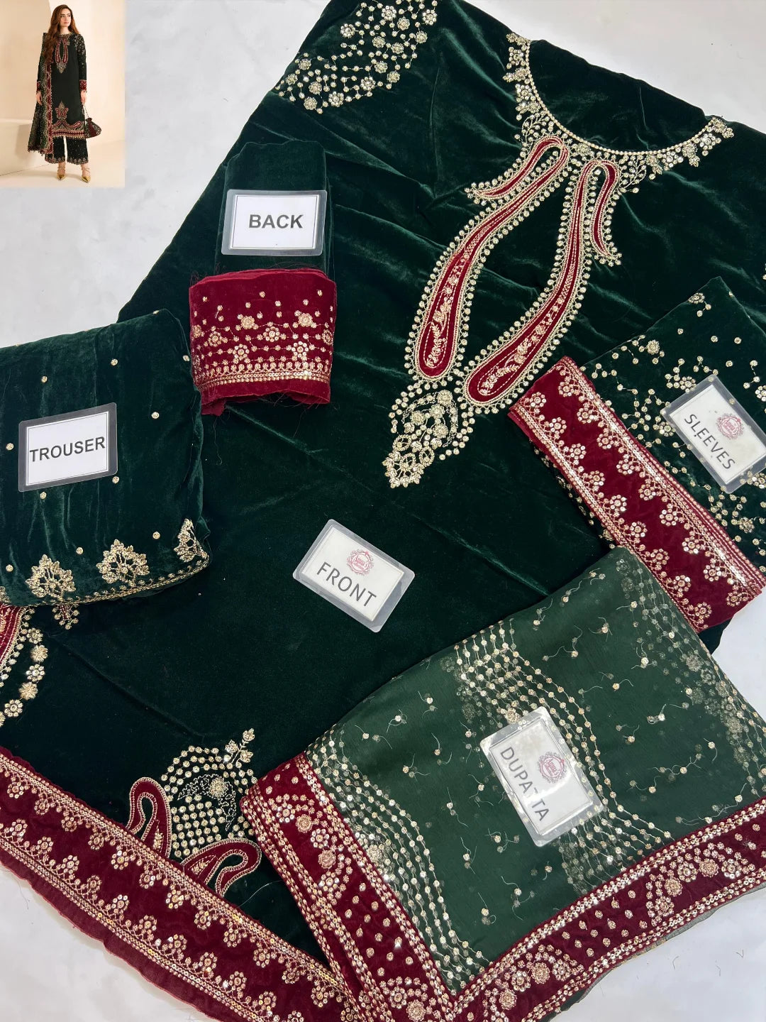 3-PC Suit On Velvet With Maysoori Dupatta FC-49