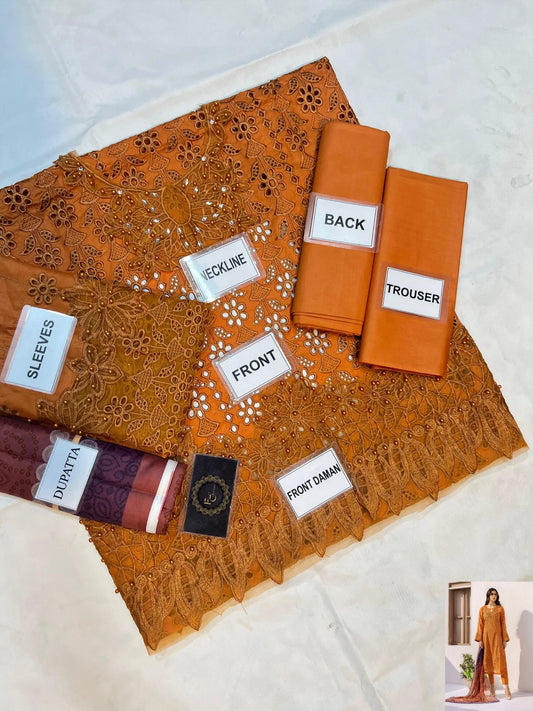 3-pc cotton suit with silk digital print dupatta FC-57