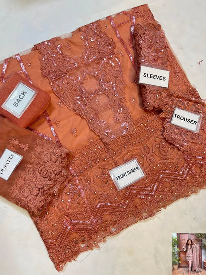 3-PC Net suit with Net embroidered Dupatta FC-55