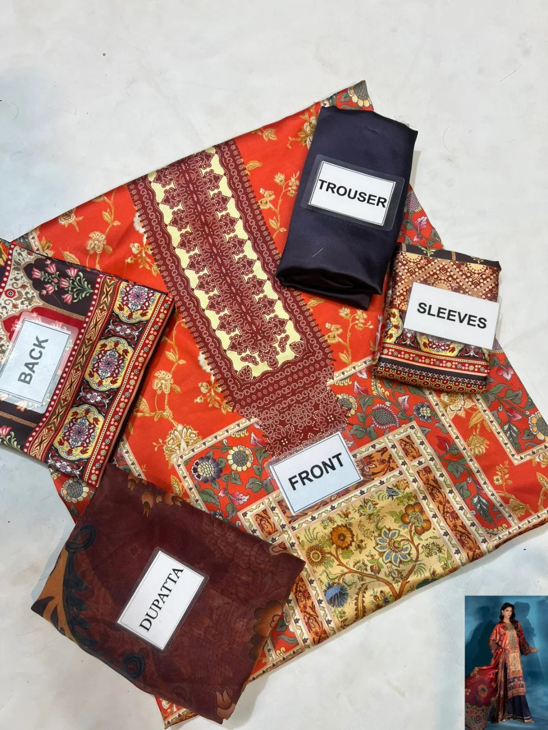 3-PC Silk suit with silk digital print dupatta FC-62